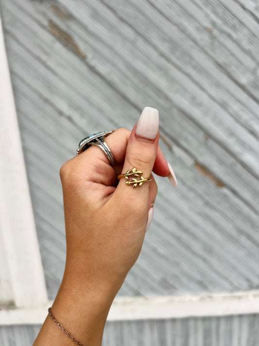 Gold Olive Branch Ring