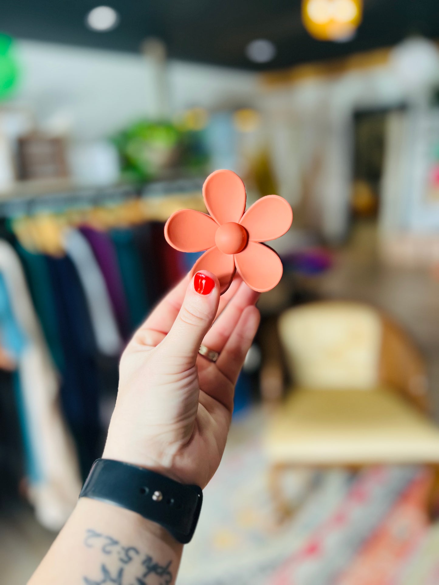 Deep Moody Colored Floral Claw Clips