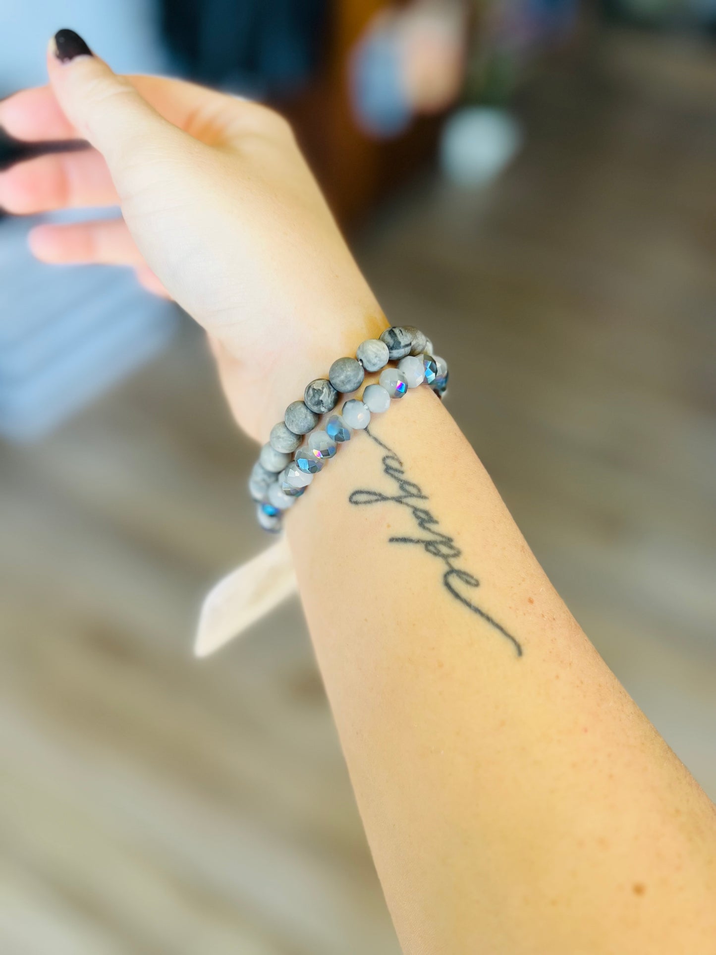 Double Layer Bead Metal Cross Bracelet