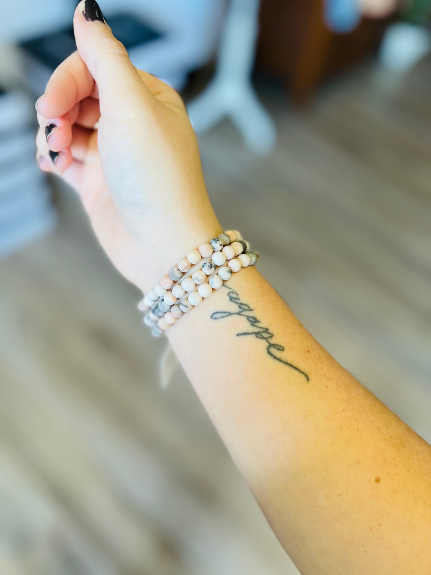 Stone Bead Metal Cross Bracelet