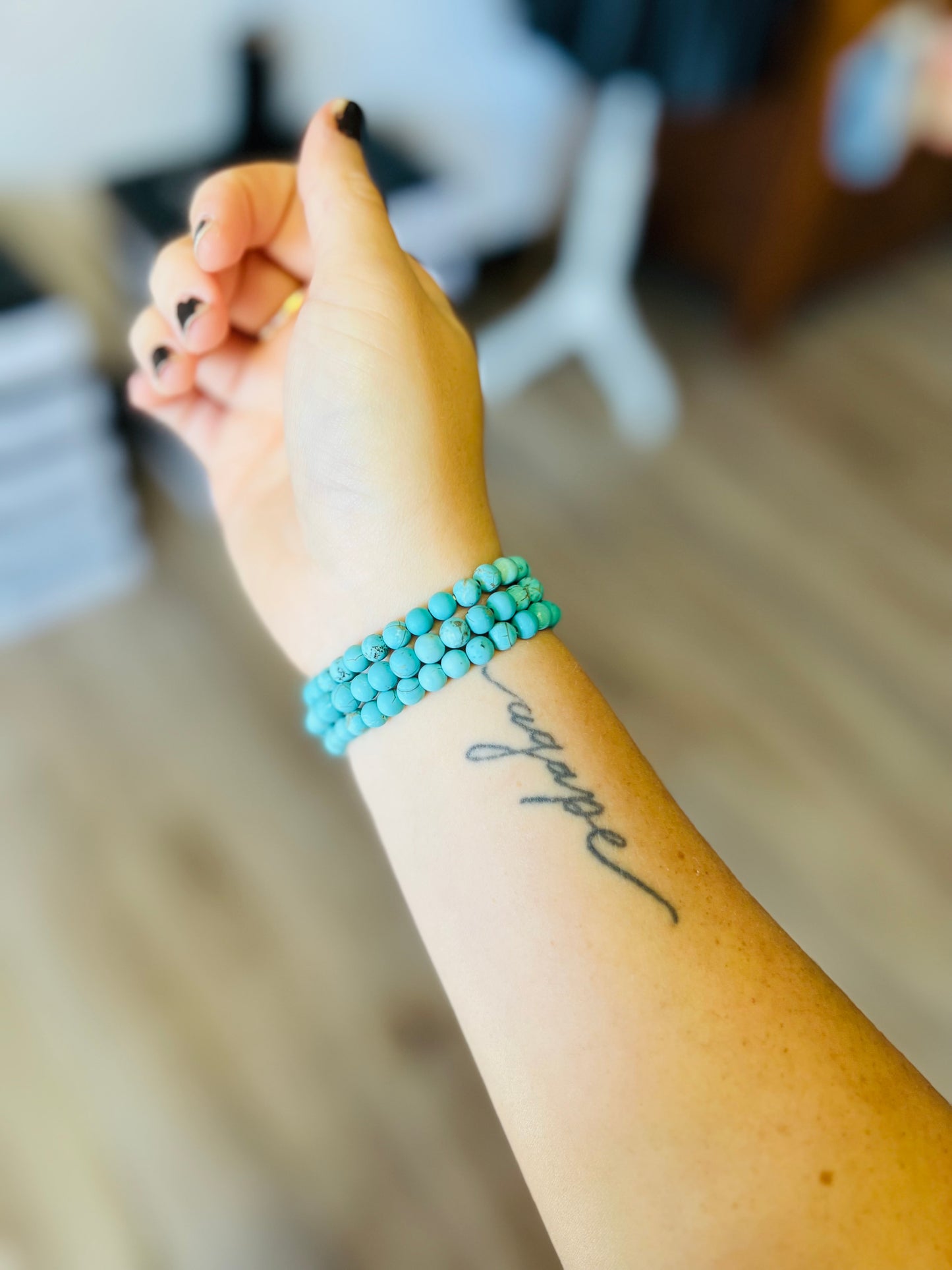 Stone Bead Metal Cross Bracelet