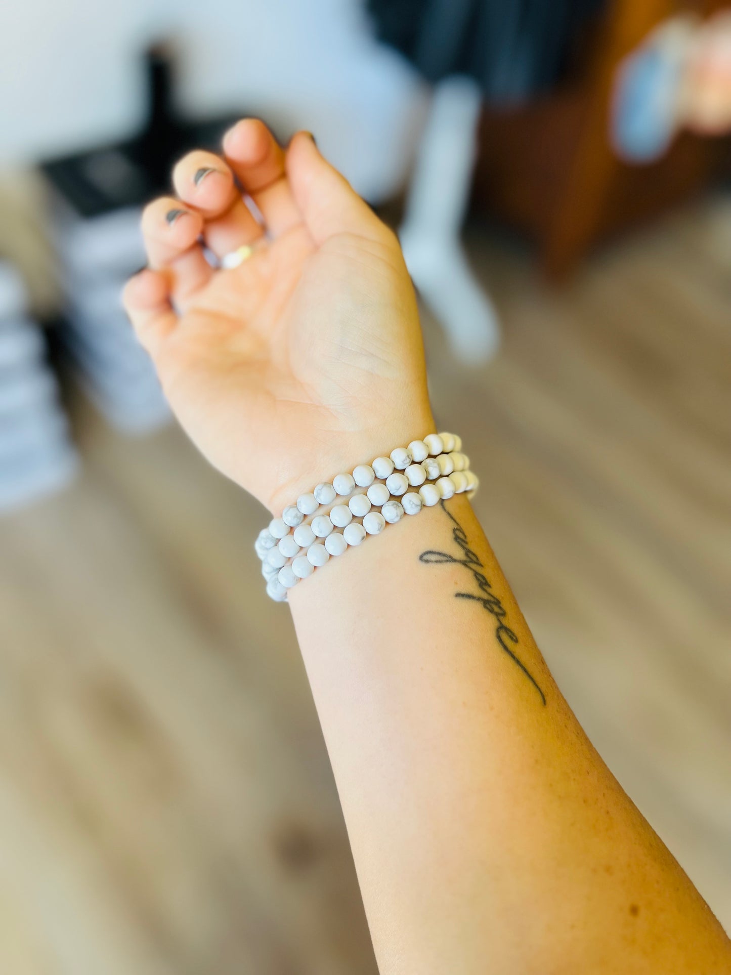 Stone Bead Metal Cross Bracelet