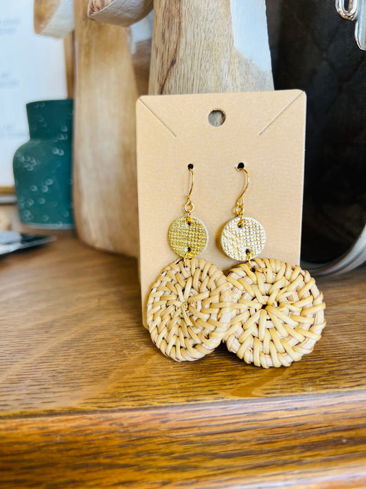 Rattan w/Gold Earrings