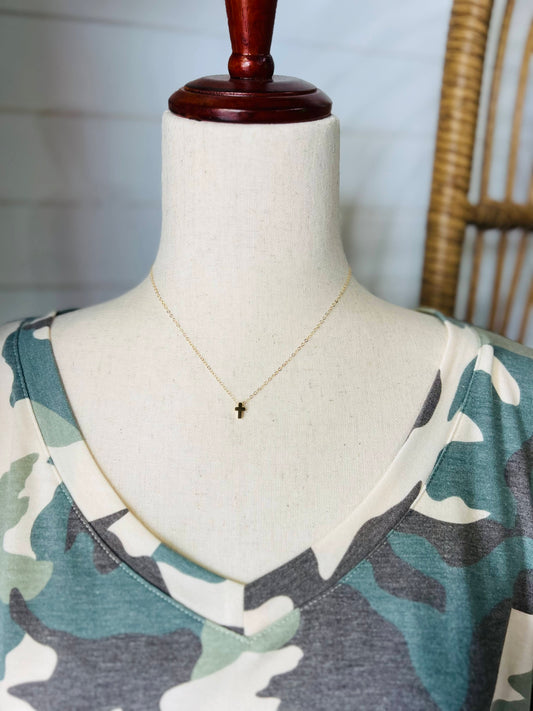 16" Cross Necklace 14k Gold