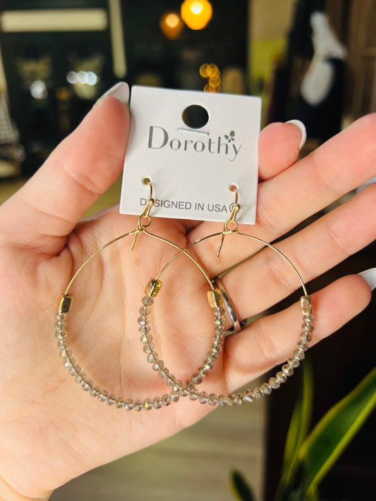 Gold Glass Bead Hoop Earrings