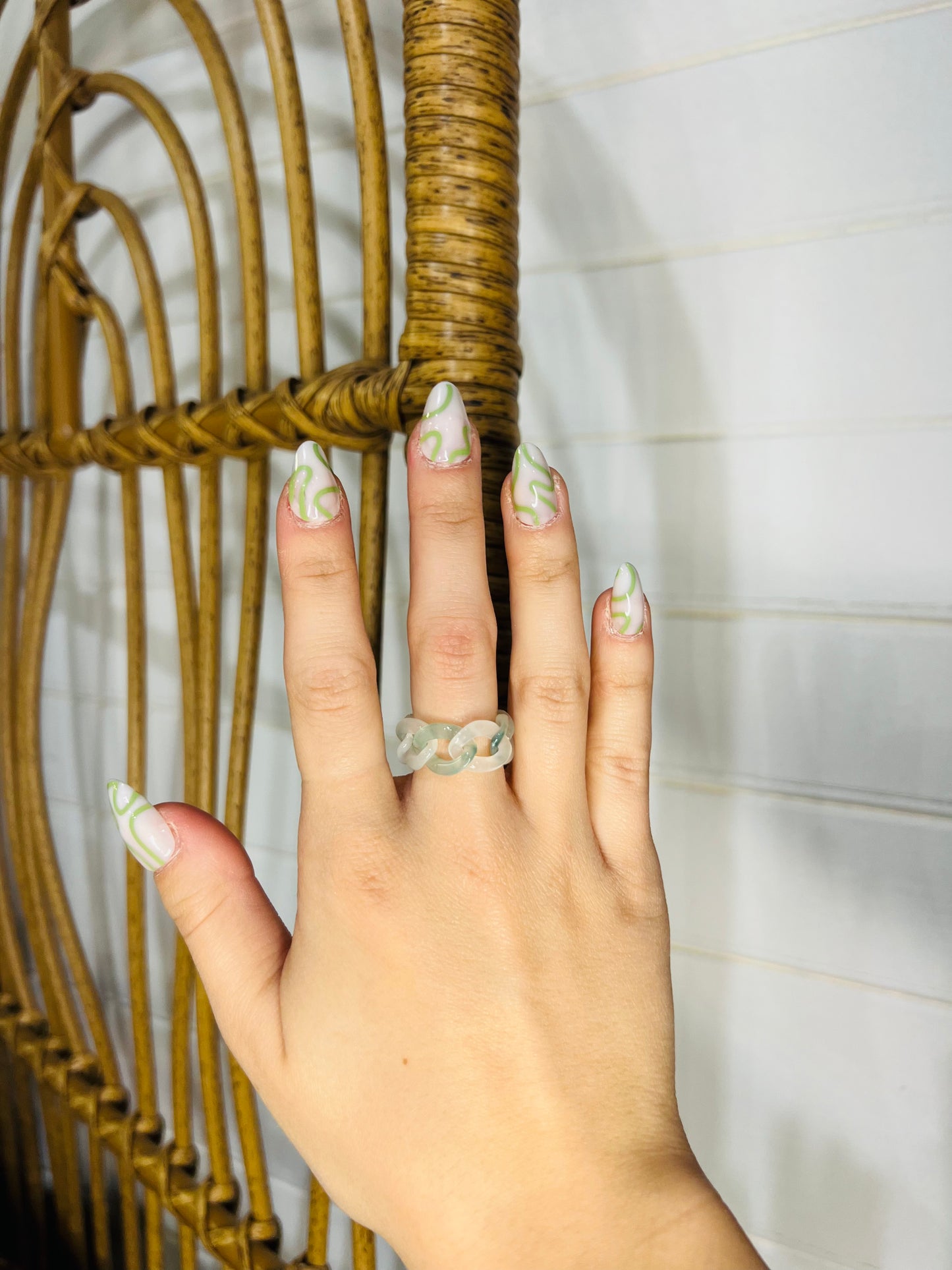 Jade Chain Boho Ring