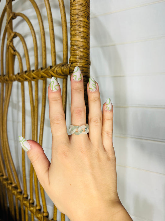 Jade Chain Boho Ring