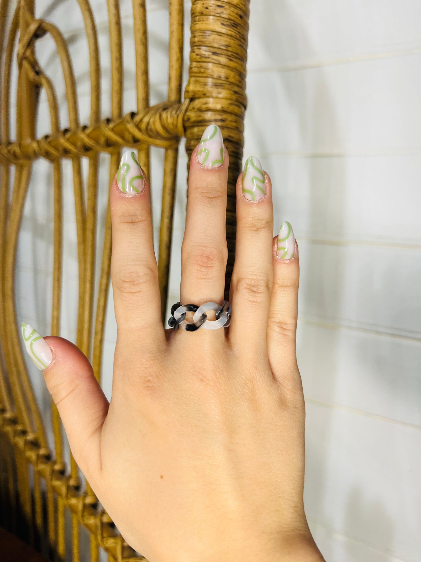 Jade Chain Boho Ring