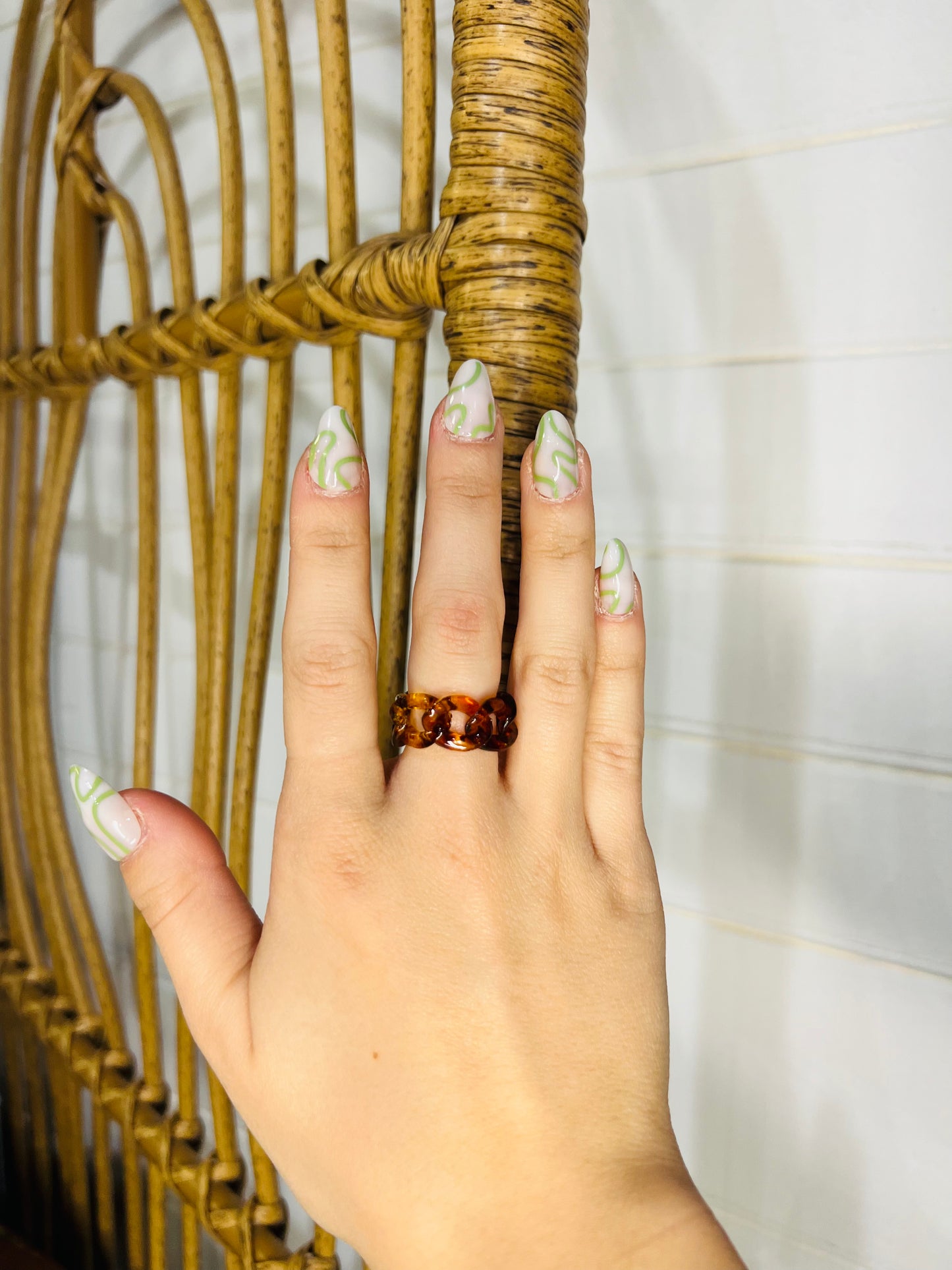 Jade Chain Boho Ring