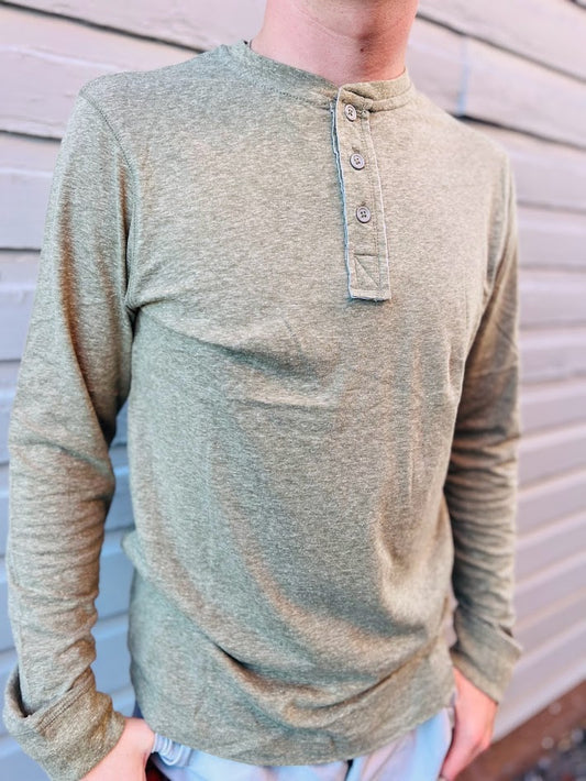 Elijah | 3 Button Long Sleeve - Olive