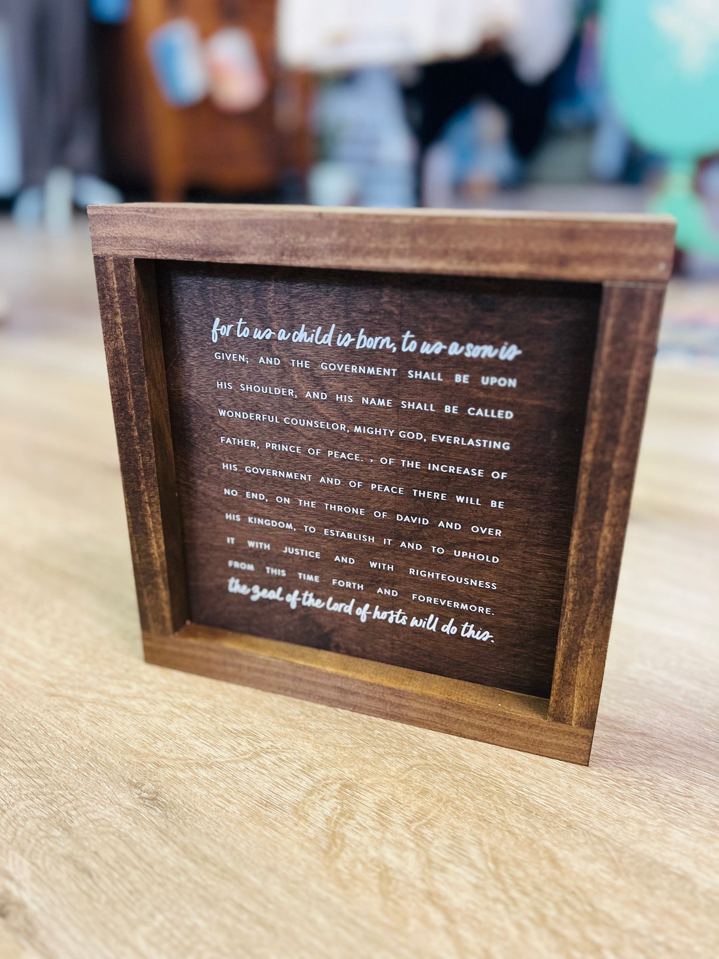 For to Us a Child Is Born - Square | Christmas Wood Decor