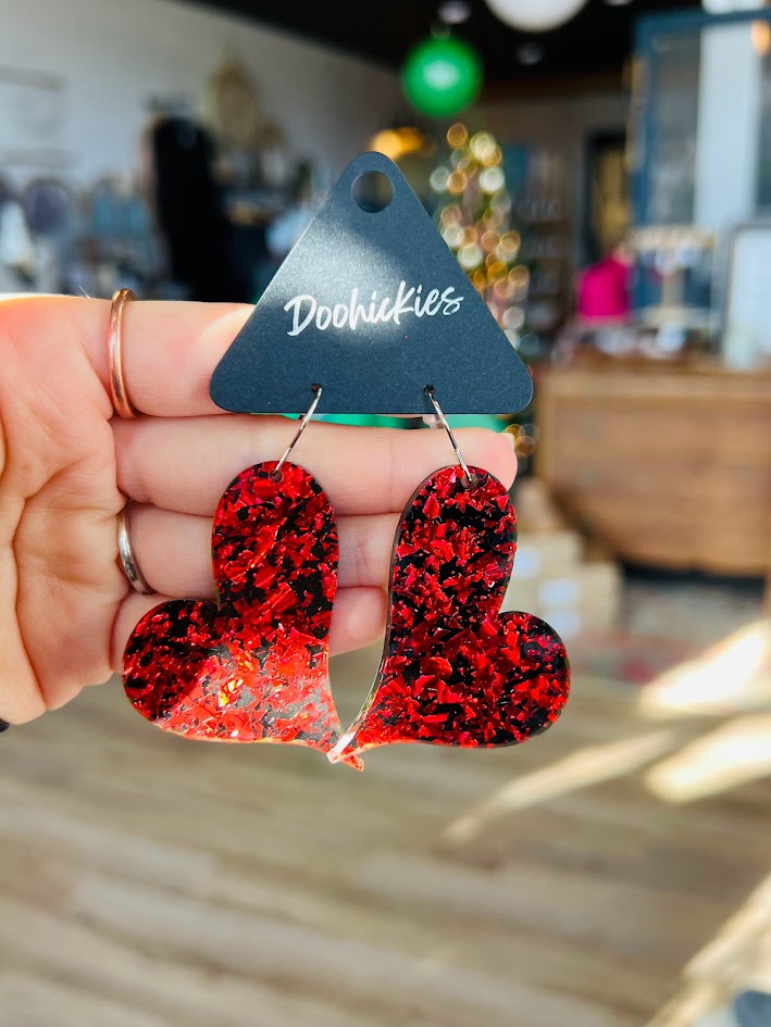 Red Hot Swooped My Heart | Valentine Earrings