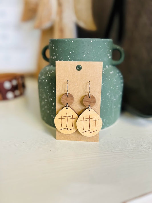 Three Wooden Crosses| Easter Earrings