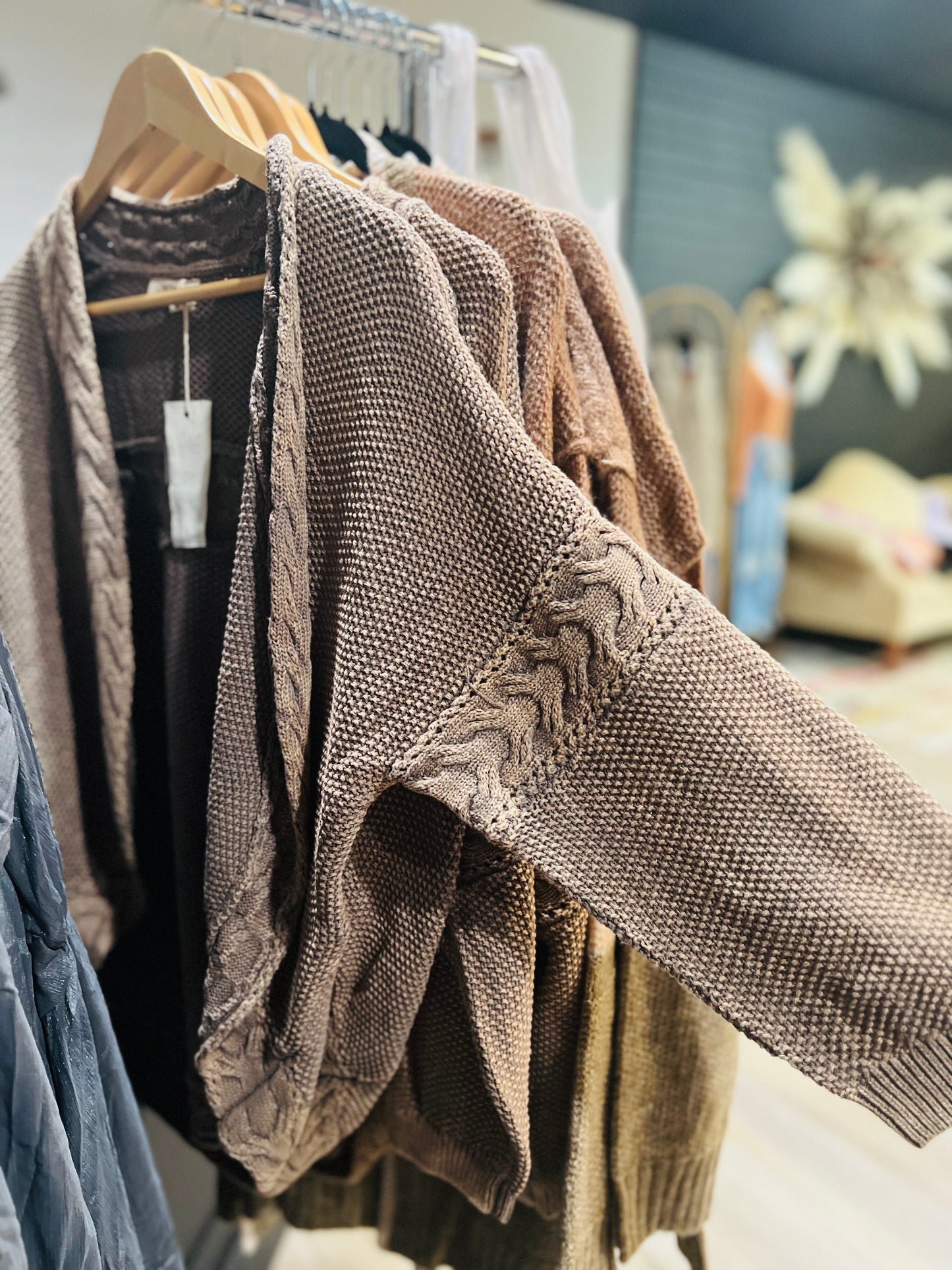 Cable knit Washed Cardigan