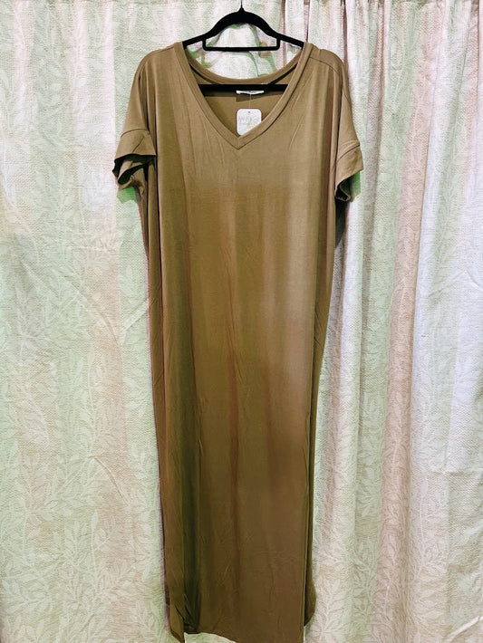 V-Neck Side Slit Maxi Dress