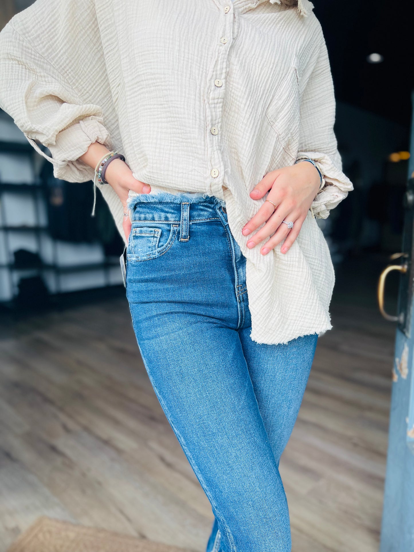 Light Washed Button Down Shirt