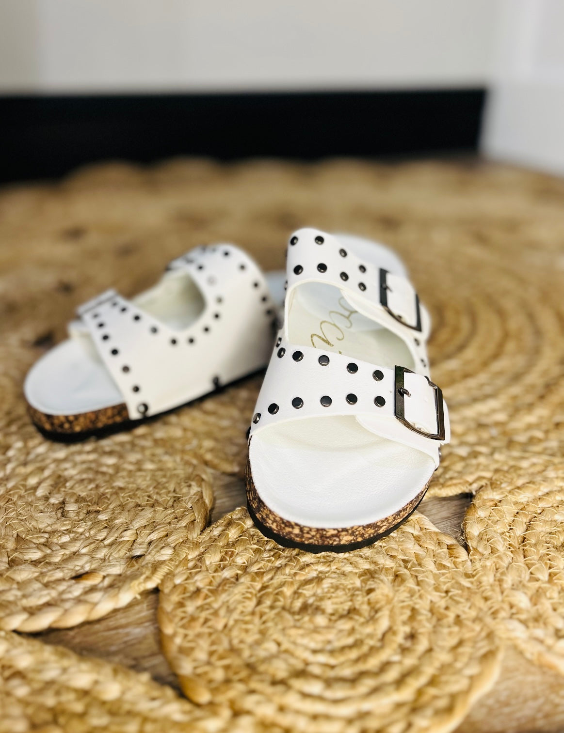 White Studded Birkenstock Dupe Sandals