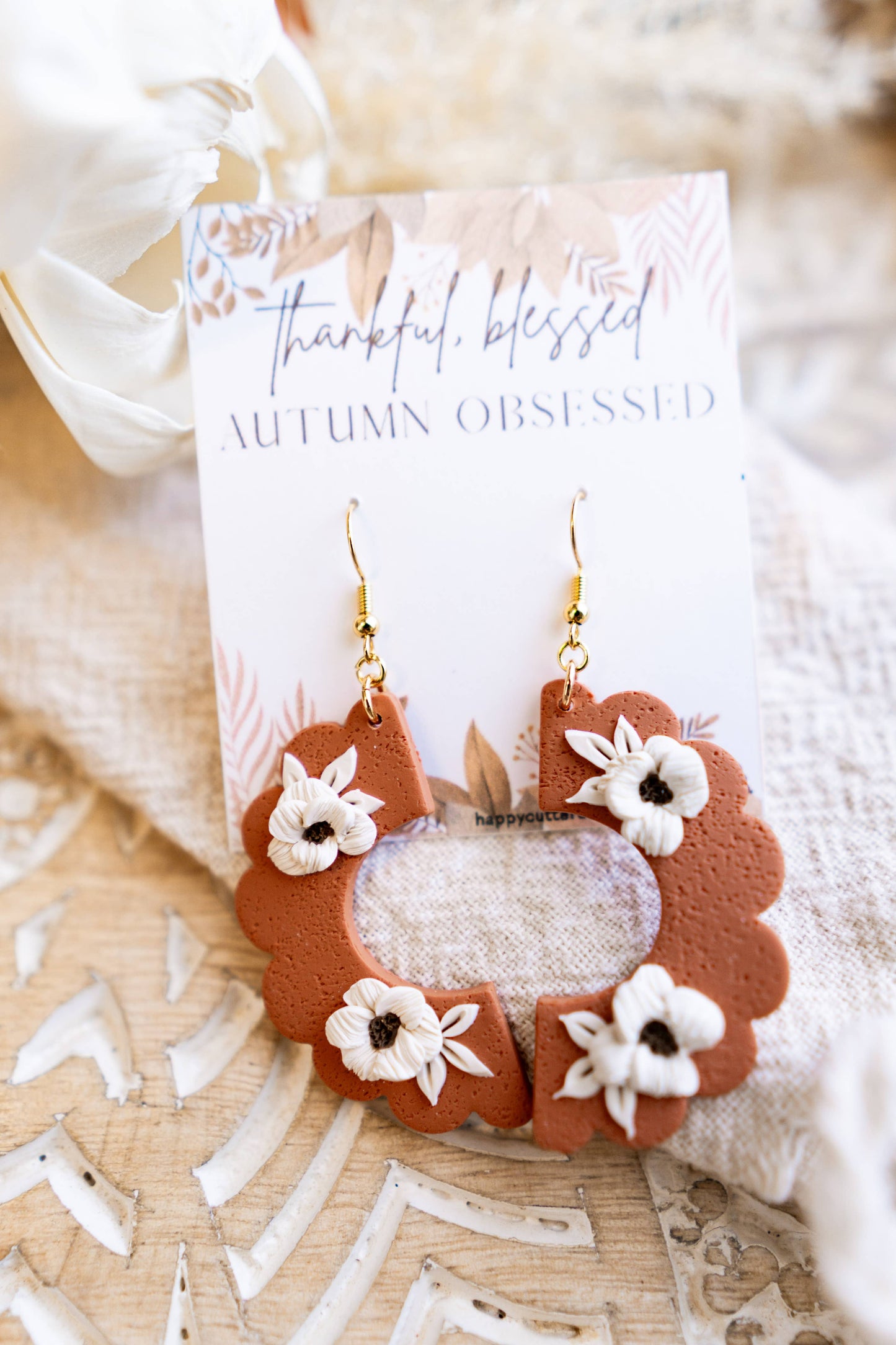 Autumn Orange | Scalloped Clay Earrings