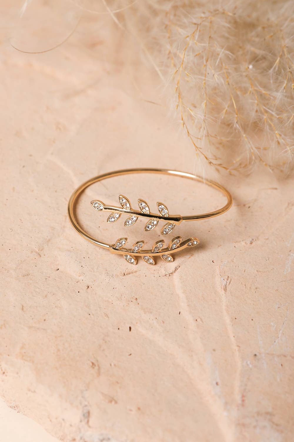 Olive Leaf Gold Bangle/Cuff