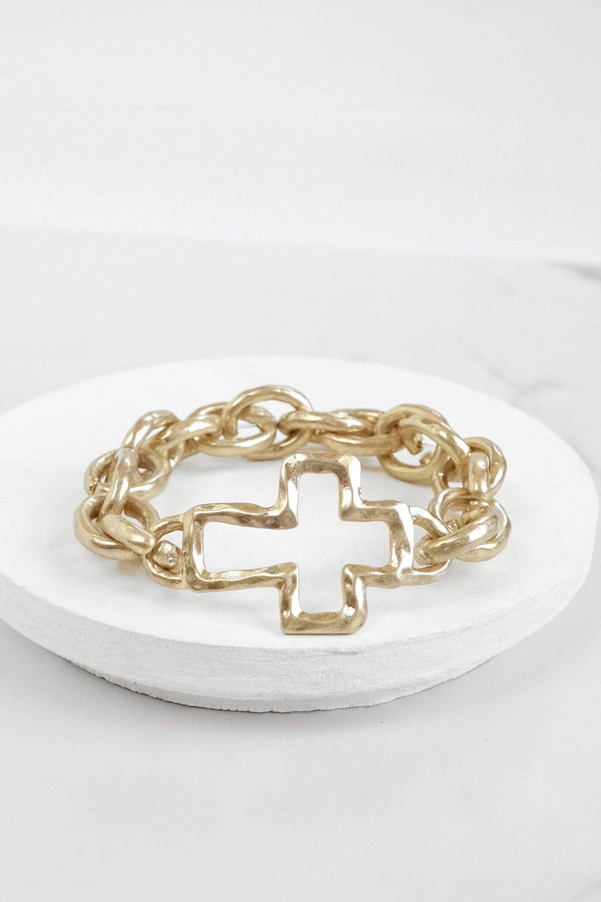 Chunky Chain | Cross Bracelet - Gold