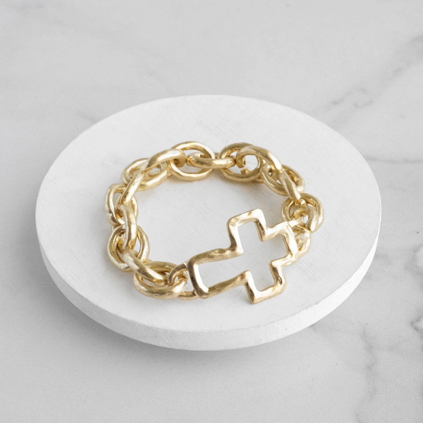 Chunky Chain | Cross Bracelet - Gold