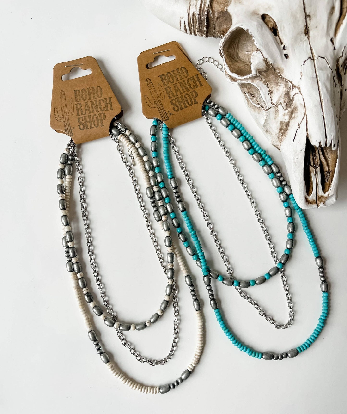 Azriel | Navajo Bead Necklace - White