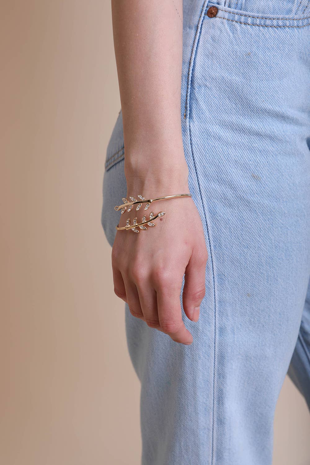 Olive Leaf Gold Bangle/Cuff