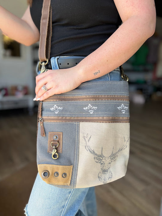 Deer & Mixed Fabric | Crossbody Bag