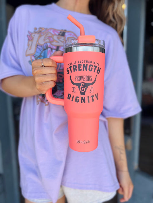 She Is Clothed With Strength | Steel Tumbler
