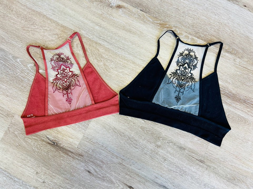 Tattoo Mesh Racerback Bralette