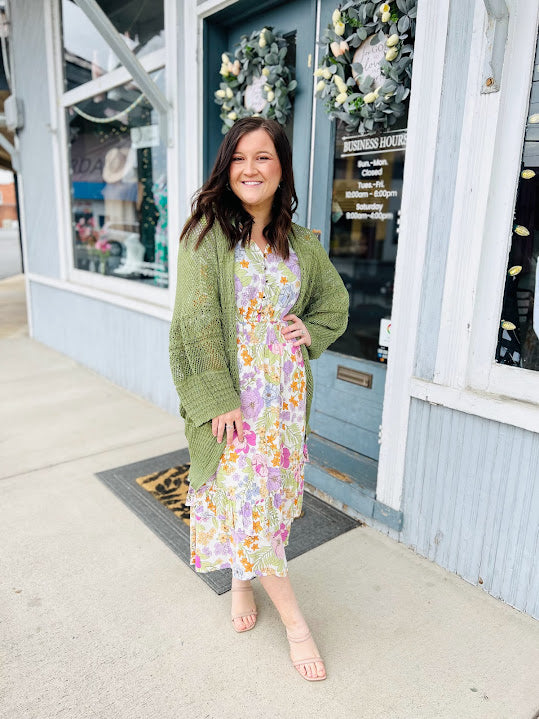 Give Me The Pastels | Floral Midi Dress - Curvy