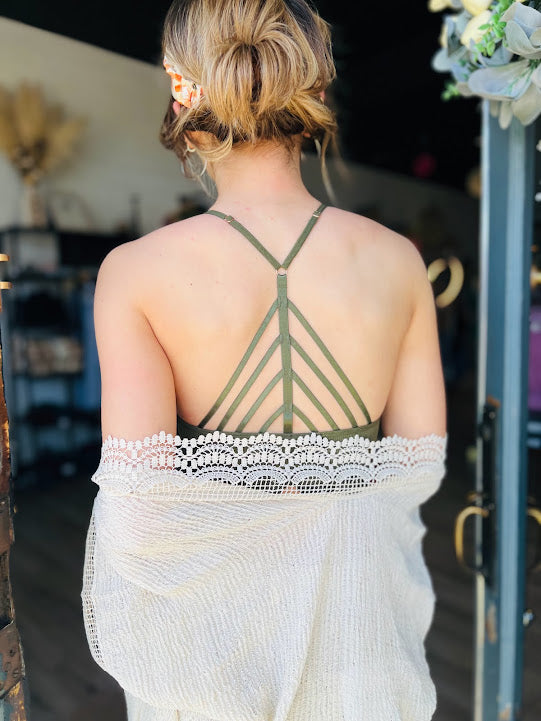 High Neck Crochet Lace Trim Bralette