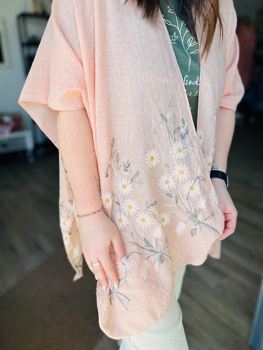 Spring Daisy Woven Kimono