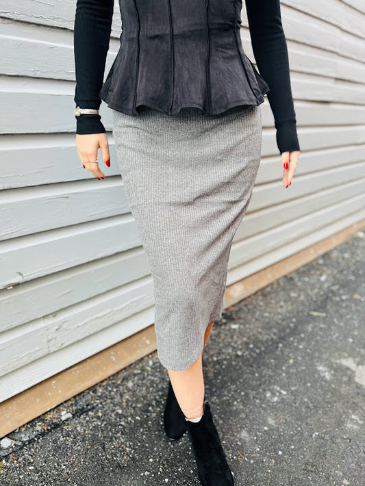 Ribbed Midi Skirt