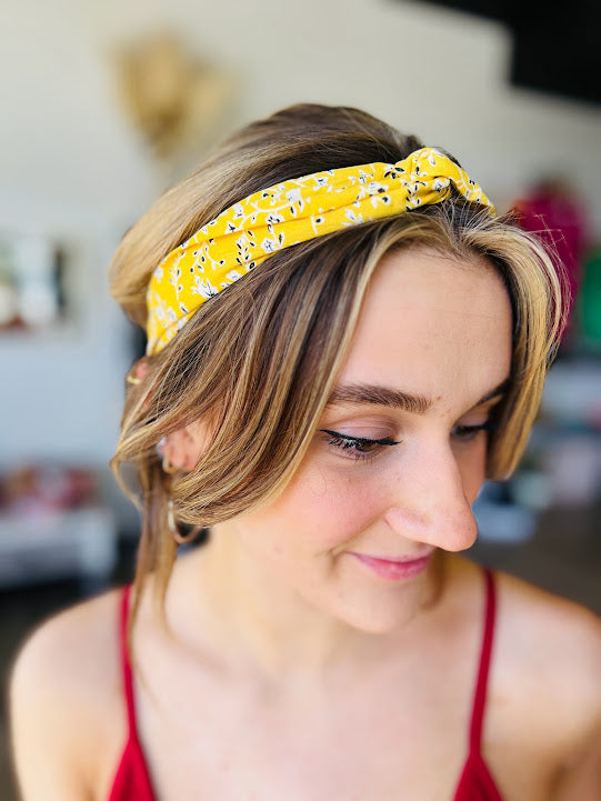 John 15 | Floral Trailing Vine Twist Headwrap - Yellow