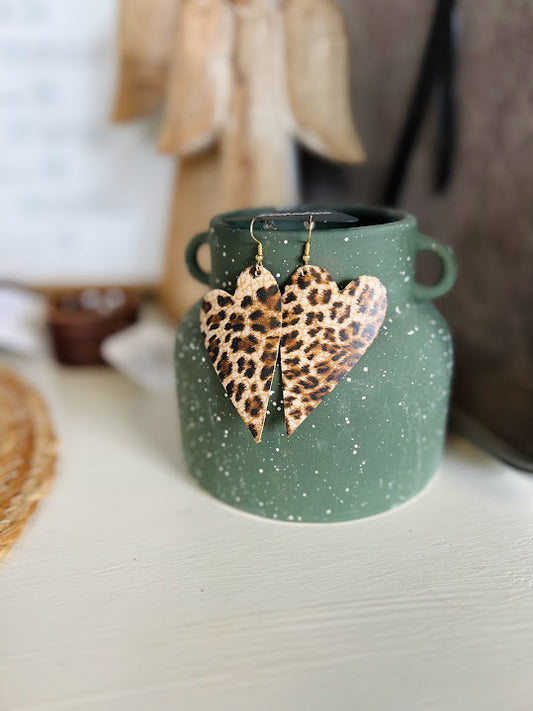 Leopard Hearts | Valentine Earrings