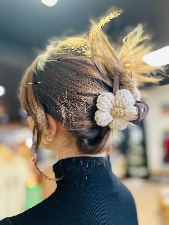 Crochet Flower Hair Claw Clips