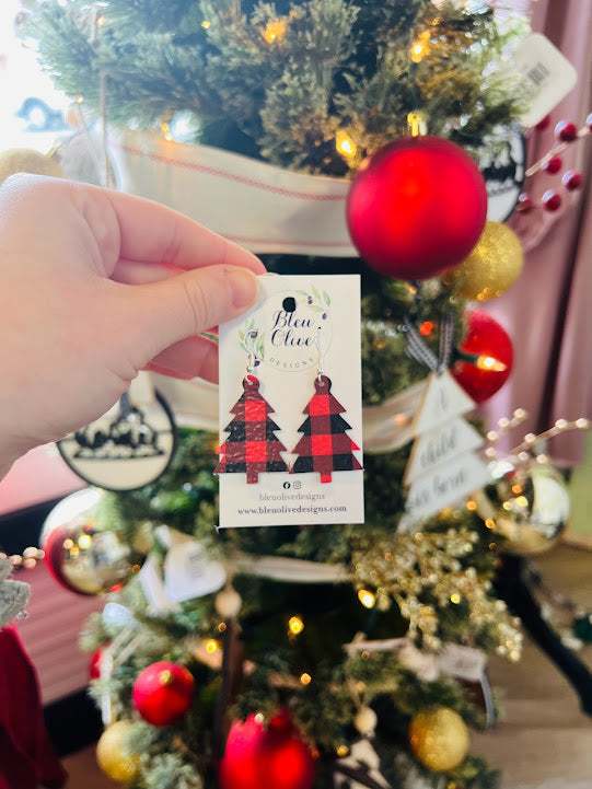 Rockin' Around The Christmas Tree | Leather Earrings