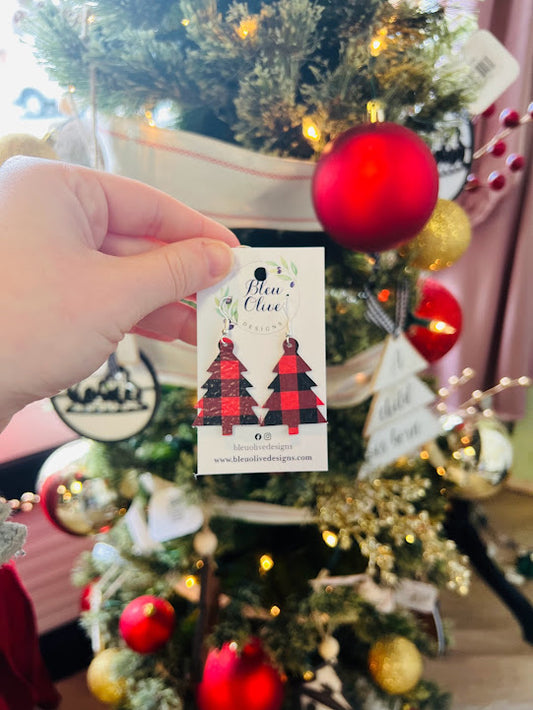Rockin' Around The Christmas Tree | Leather Earrings