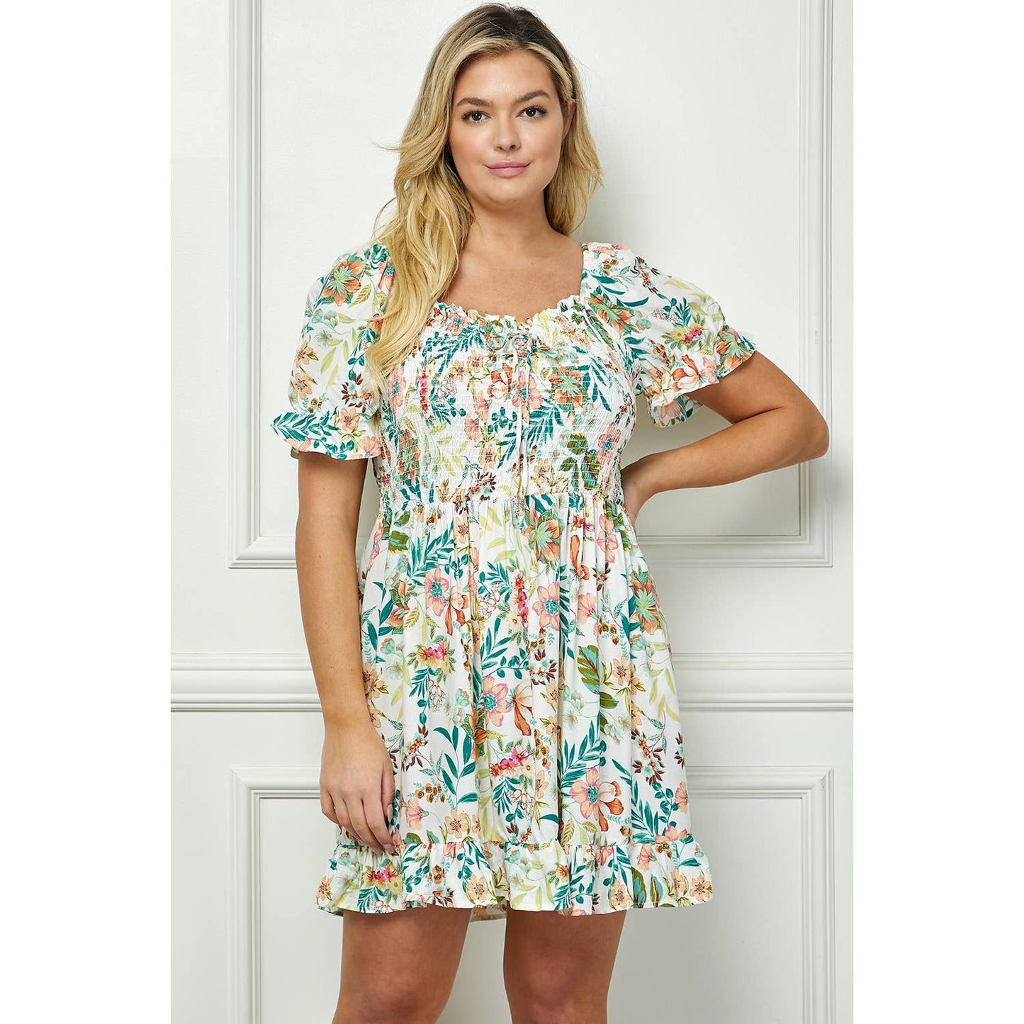 Naomi Smocked Ruffle Dress | Curvy