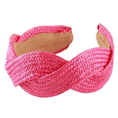 Hot Pink Rattan Braided Headband